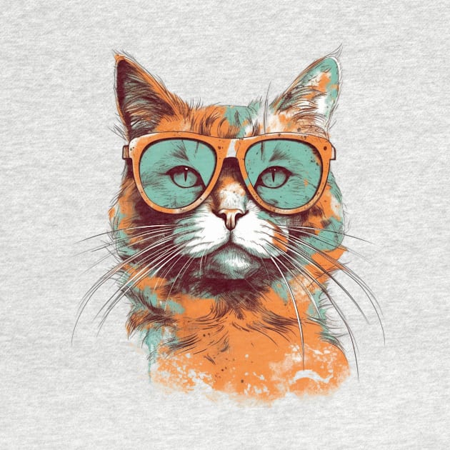 Modern ginger cat with sunglasses by bigmomentsdesign